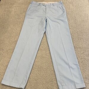 Peter Millar Raleigh Chino Pants Men 34 (33x30.5) Blue Twill Cuffed Straight Leg